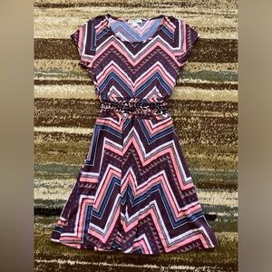 Juniors Aztec Print Cut Out Skater Dress